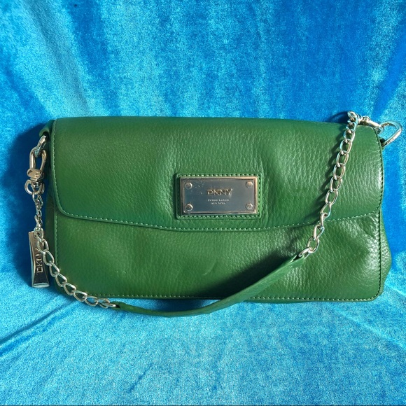 Dkny Handbags - DKNY Leather Shoulder Double Flap Clutch Bag